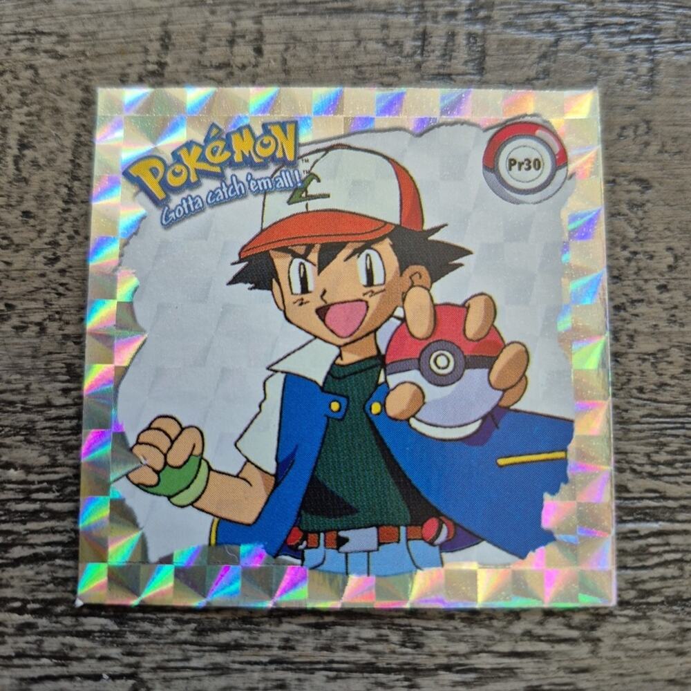 Vintage 1999 Artbox Pokemon Sticker Ash Pr30 Series 1 Silver Prizm Holographic